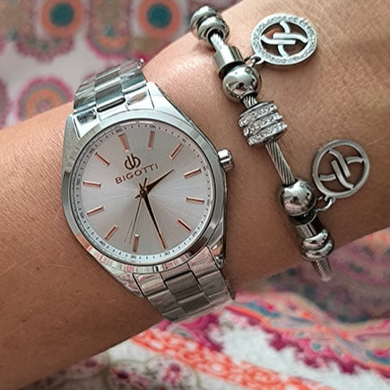 Bigotti Silver with Rose Gold Accents Women's Watch | BG.1.10501-1