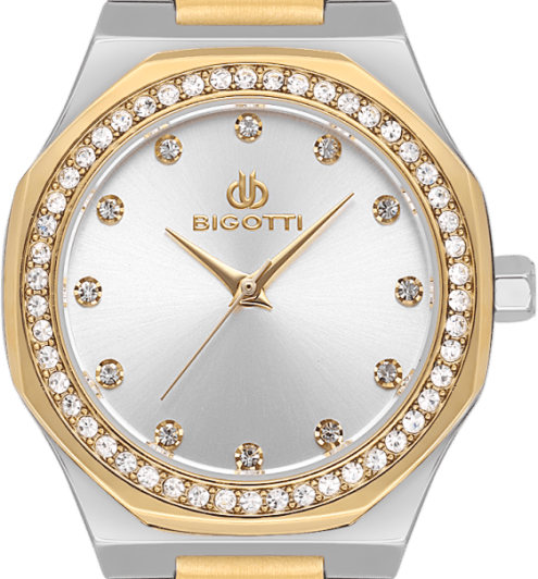 Bigotti Rose Gold Stainless Steel Silver Dial Stones Men's Watch | BG.1.10587 - 3 | TIME Watches