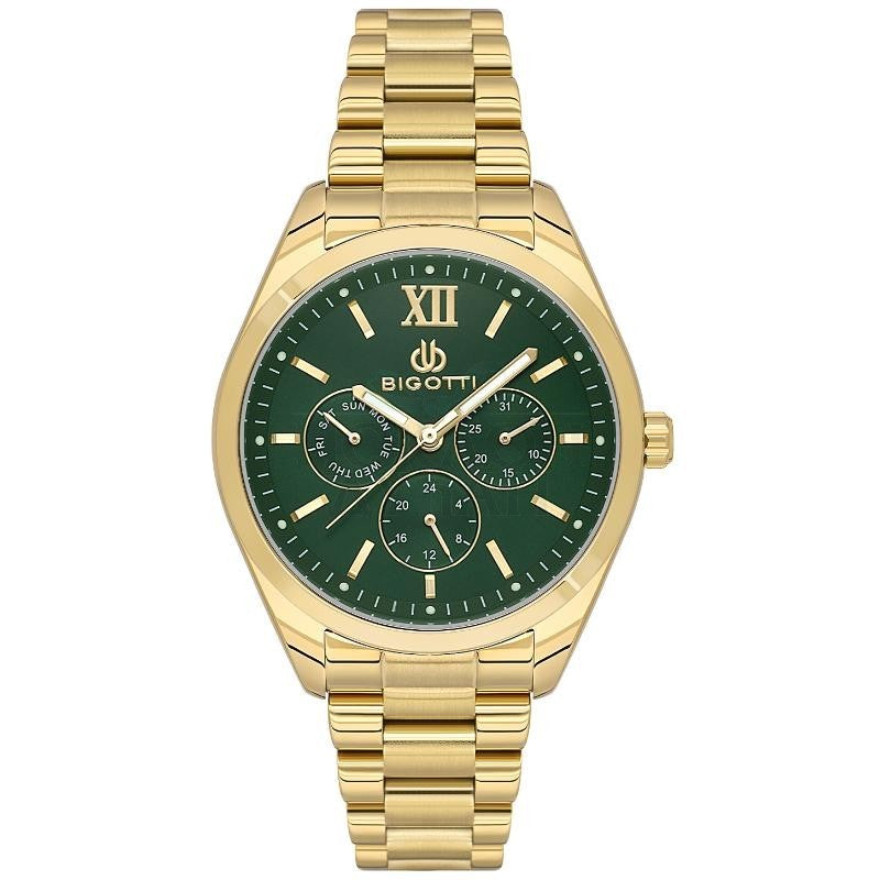 Bigotti Rose Gold Green Multi-Dial Watch | BG.1.10566-3