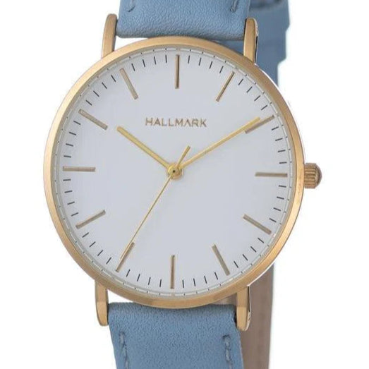 Hallmark white Dial Dusk Blue leather Strap Women’s Watch | HL2059A