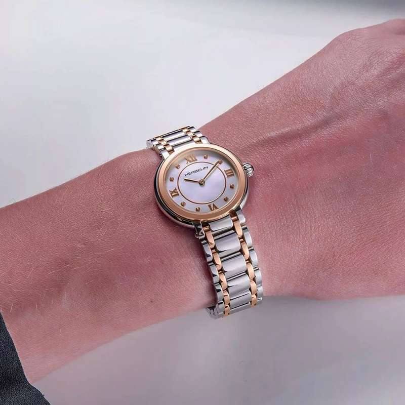 Herbelin Galet Silver Sunray Dial Rose Gold Stainless Steel Women’s Watch | 17430BTR28