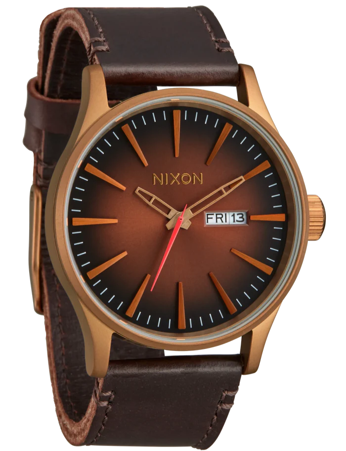 NIXON Sentry Brown Dial Brown Leather Strap Men's Watch | A1055145-00