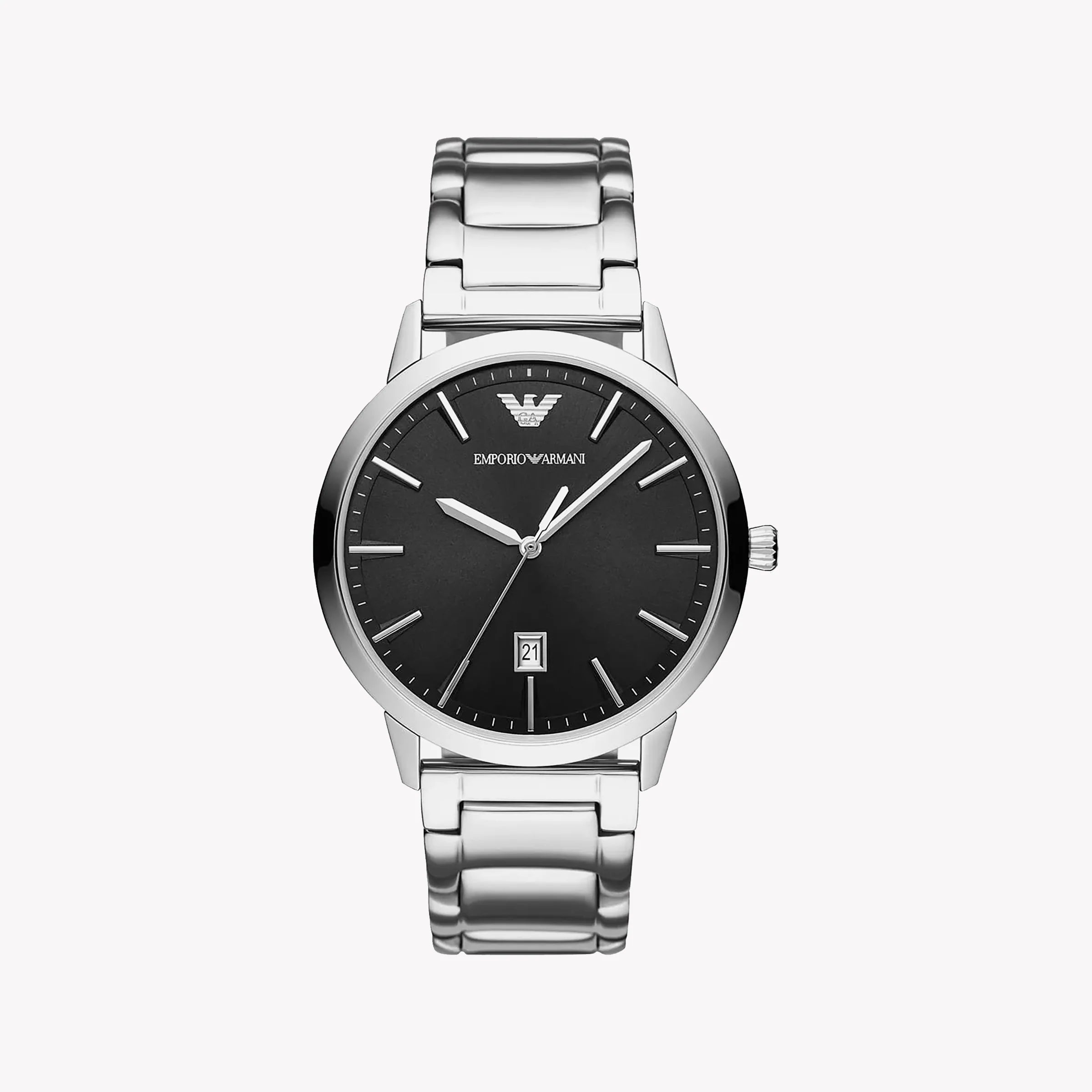 Emporio Armani Silver Black Dial Men's Watch | AR11310