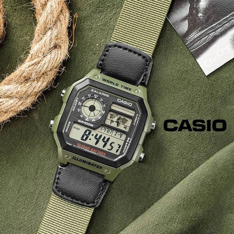 Casio Digital Cloth Band Men's Watch | AE-1200WHB-3BVD | Time Watch Specialists
