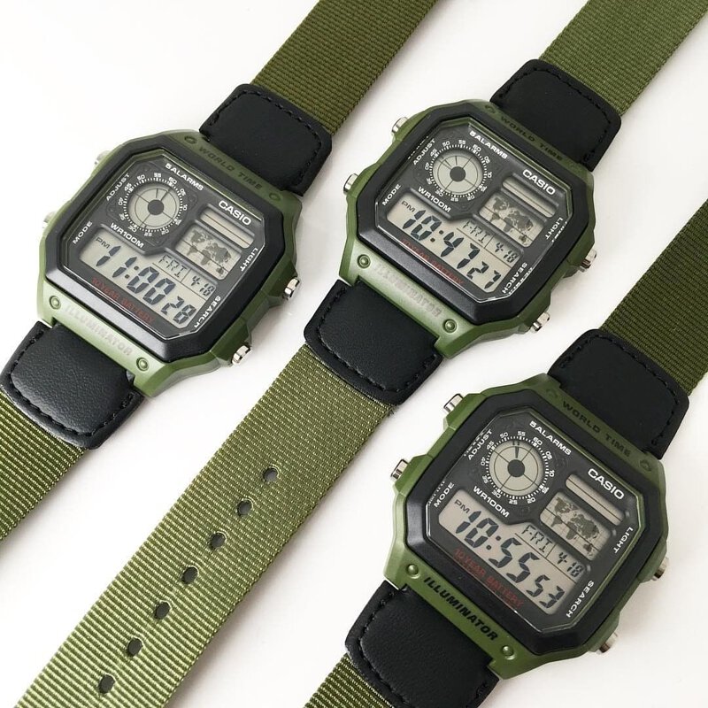 Casio Digital Cloth Band Men's Watch | AE-1200WHB-3BVD | Time Watch Specialists