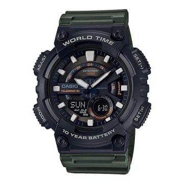 Casio Standard Green Dial and Black Rubber Strap 44mm Unisex Watch | AEQ-110W-3A2VDF | TIME Watches