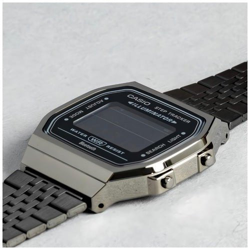 Casio Vintage Black Dial and Black Steel Bracelet 39mm Unisex Watch | ABL-100WEGG-1BDF | TIME Watches