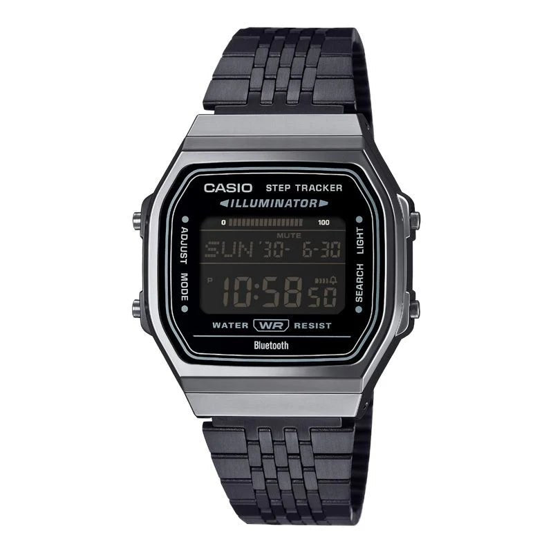 Casio Vintage Black Dial and Black Steel Bracelet 39mm Unisex Watch | ABL-100WEGG-1BDF | TIME Watches