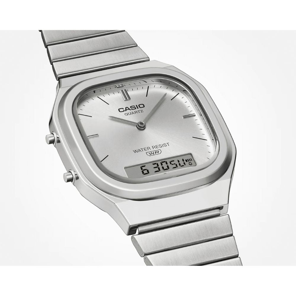 Casio Vintage Dual Time Chain Men's Dress Watch | AQ - 240E - 7ADF | TIME Watches