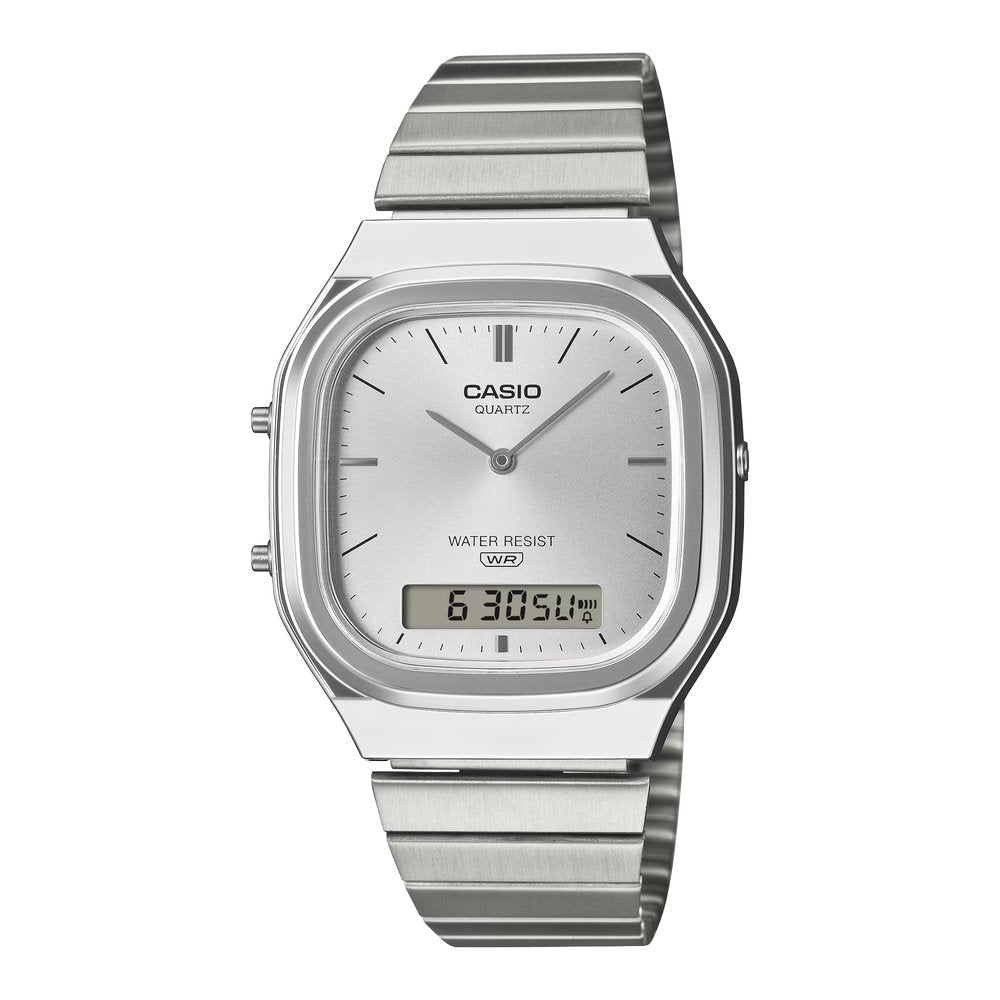 Casio Vintage Dual Time Chain Men's Dress Watch | AQ - 240E - 7ADF | TIME Watches