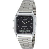 CASIO Vintage Silver & Black Analogue Digital Men's Watch | AQ230A-1DMQ | Time Watch Specialists