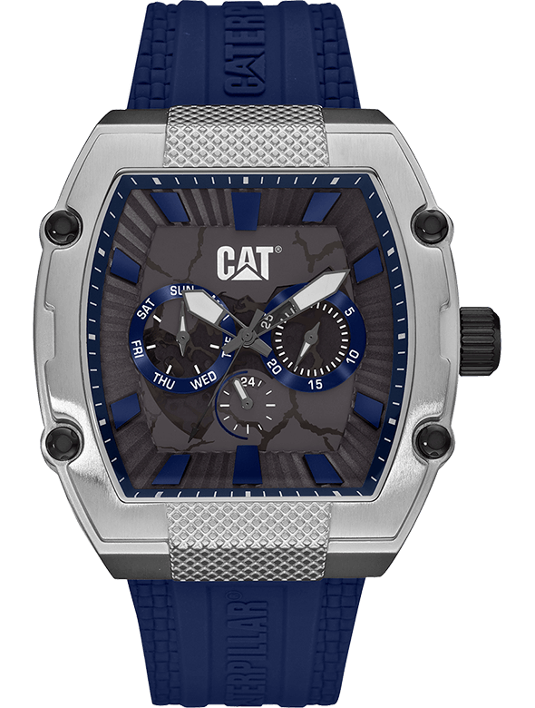 CAT Barrell Black Chrono Cushion Dial Blue Batons Grey Lumi Hands Blue R Strap Men's Watch | 13.149.26.226 | TIME Watches