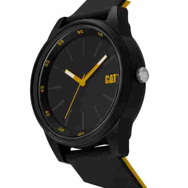 CAT Insignia Black Dial Yellow Hands Black Batons Black Strap Men's Watch | LJ.160.21.127