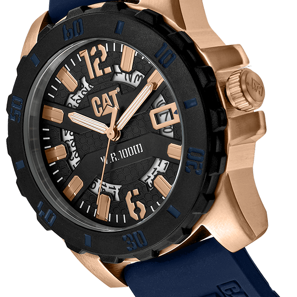 CAT Steel Barricade Blue & Rose Gold Men’s Watch | AR.191.26.639