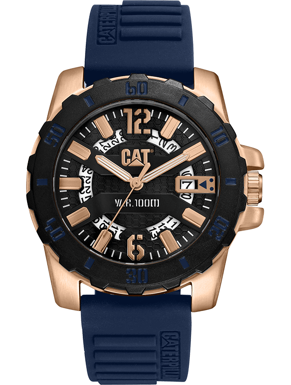 CAT Steel Barricade Blue & Rose Gold Men’s Watch | AR.191.26.639