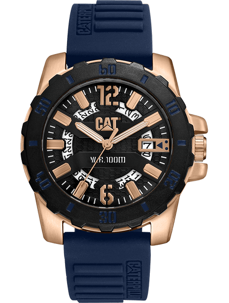 CAT Steel Barricade Blue & Rose Gold Men’s Watch | AR.191.26.639