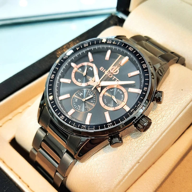 Bigotti Stainless Steel Chronograph Black Dial Men's Watch | BG.1.10472-5
