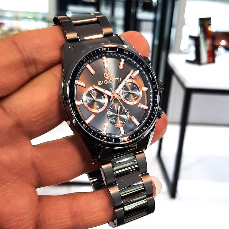Bigotti Stainless Steel Chronograph Black Dial Men's Watch | BG.1.10472-5