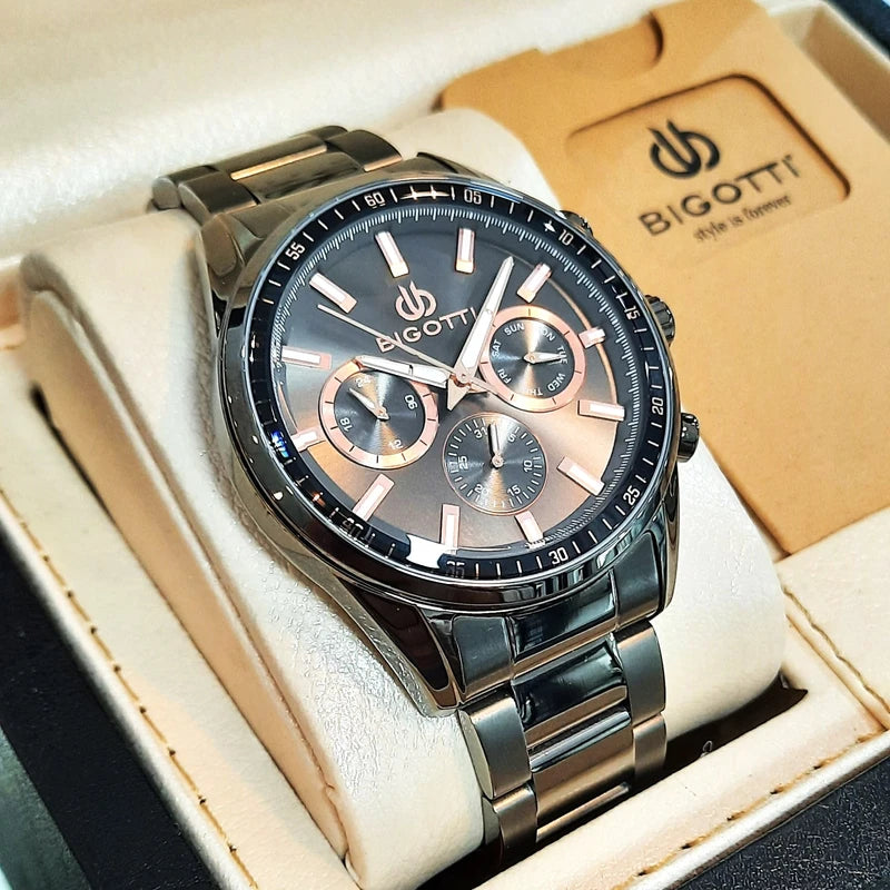 Bigotti Stainless Steel Chronograph Black Dial Men's Watch | BG.1.10472-5