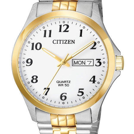 Citizen White Dial Two Tone Stainless Steel Men’s Watch | BF5004-93A