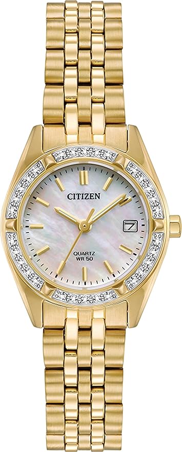 Citizen Gold Crystal Case Stainless Steel Strap Women's Watch | EU6062 - 50D | Time Watch Specialists