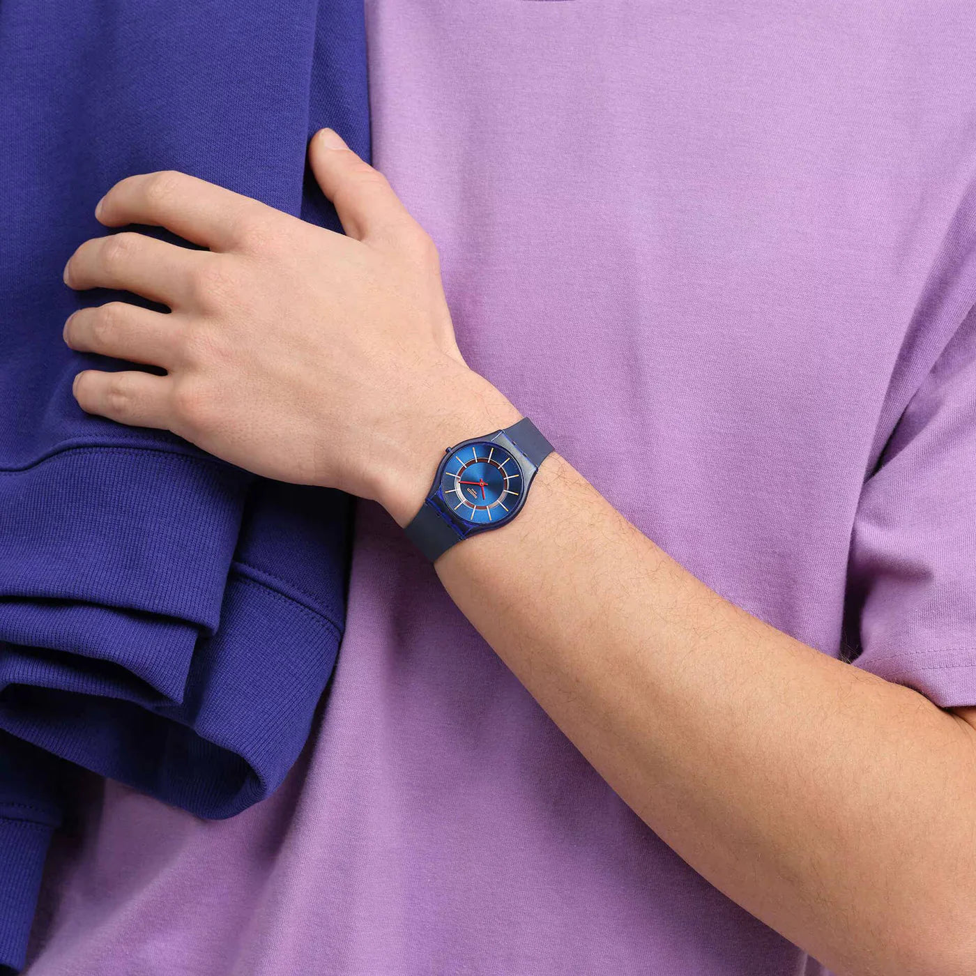 Swatch Jammy Grape Dream Blue Dial and Rubber Strap Unisex Watch | SS08I100