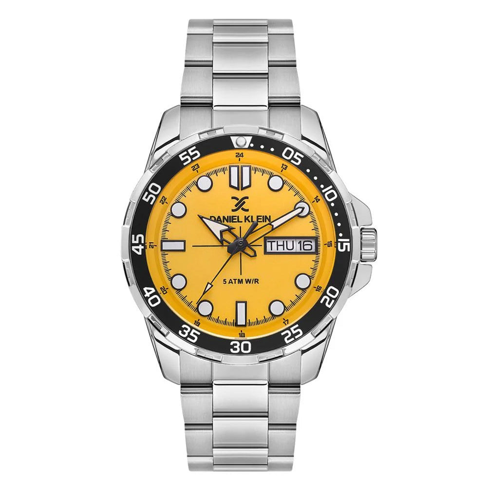 Daniel Klein Yellow Dial Calendar Stainless Steel Men’s Watch | DK113884-4