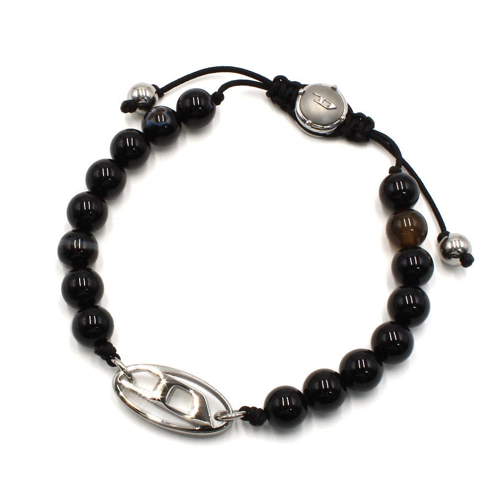Diesel Black Agate Beaded Men's Bracelet | DX1434040 | TIME Watches