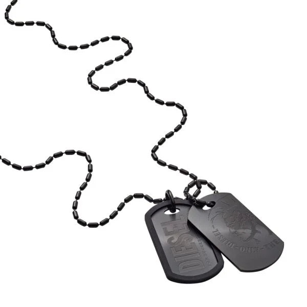 Diesel Black IP "Double Dog Tags" Stainless Steel Men's Necklace | DX0014040 | Time Watch Specialists