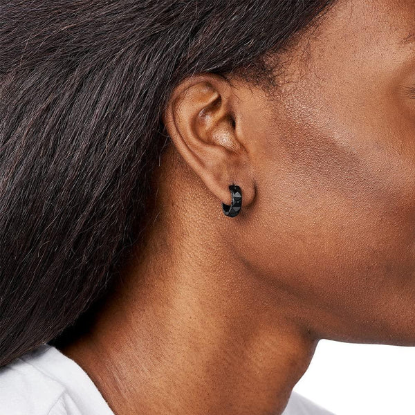 Diesel Black Stainless Steel Hoop Unisex Earring | DX1273001