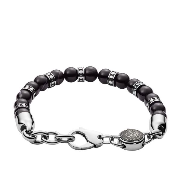 Diesel Black-Tone Semi-Precious Beaded Men's Bracelet | DX1163040 | Time Watch Specialists