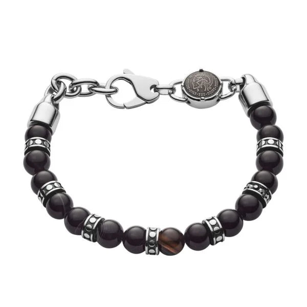 Diesel Black-Tone Semi-Precious Beaded Men's Bracelet | DX1163040 | Time Watch Specialists