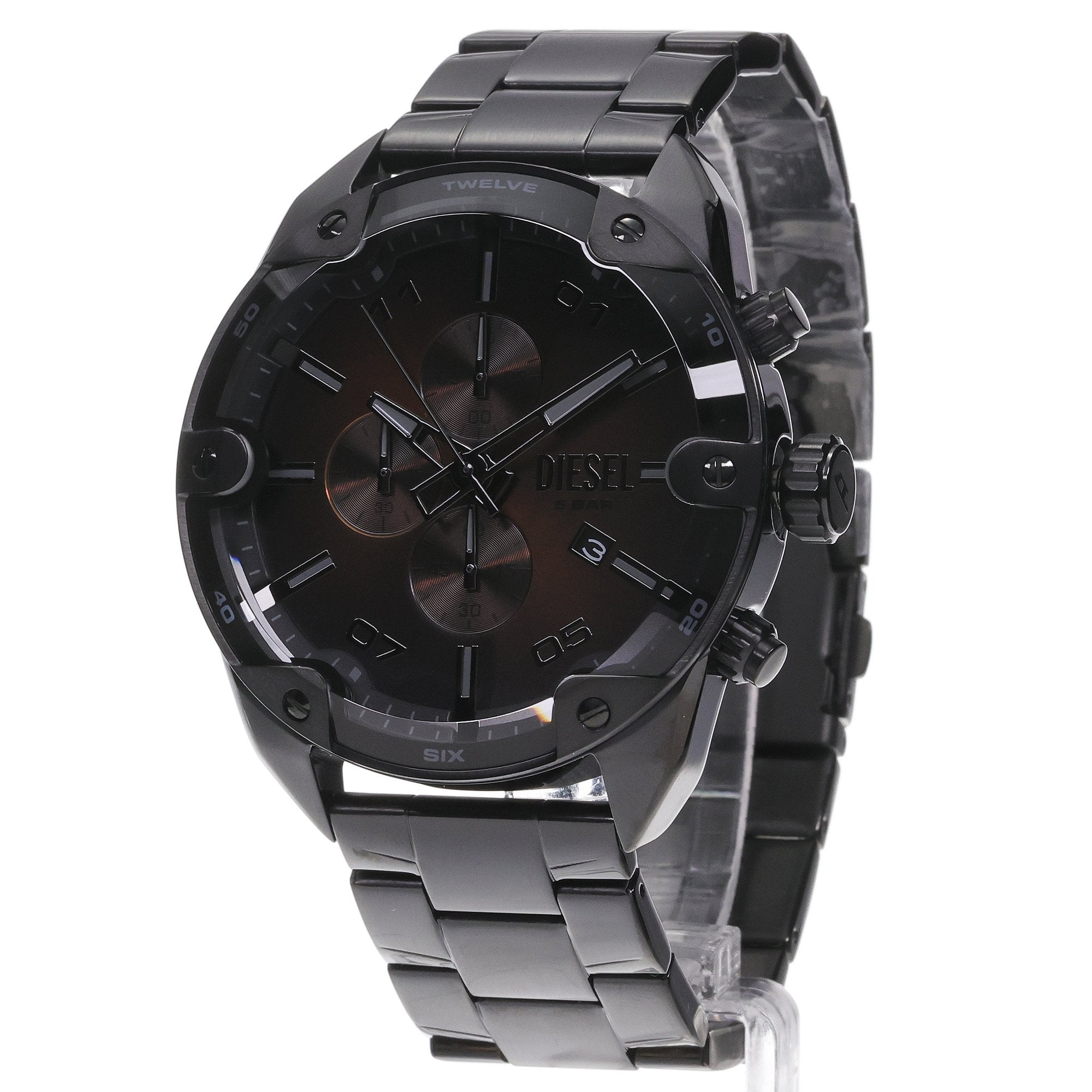 Diesel Mega Chief Black Dial Chronograph Leather Men's Watch | DZ4691