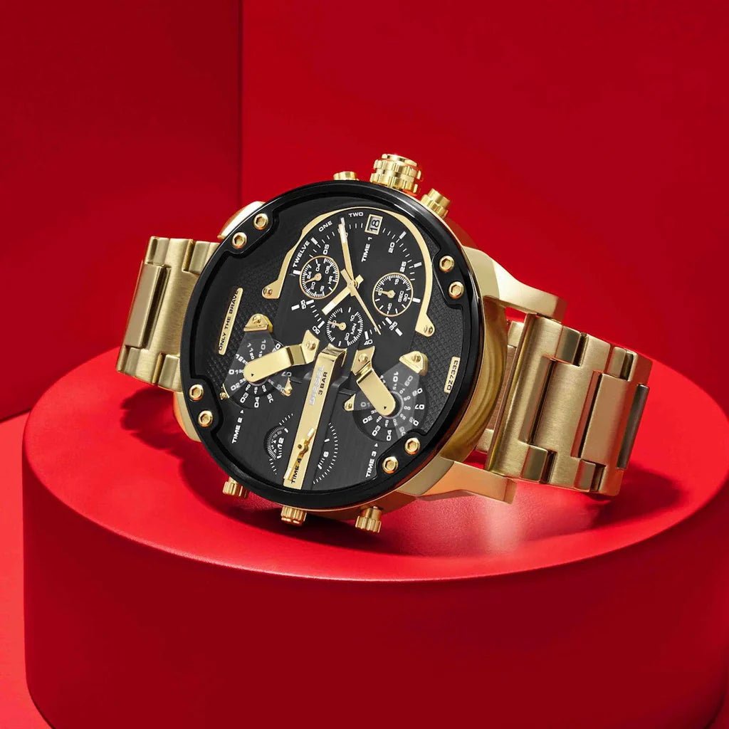 Diesel Mr. Daddy 2.0 Black & Gold Stainless Steel 57mm Men's Watch | DZ7333 | TIME Watches