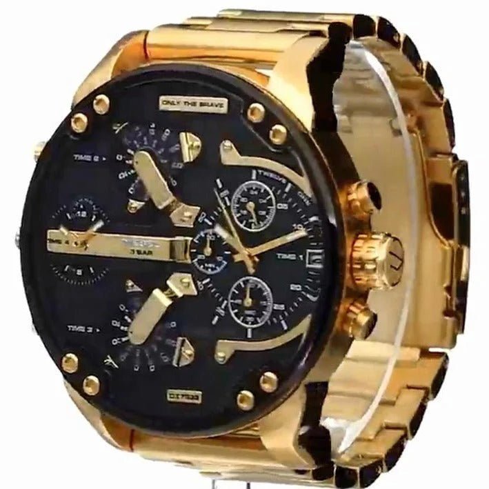 Diesel Mr. Daddy 2.0 Black & Gold Stainless Steel 57mm Men's Watch | DZ7333 | TIME Watches