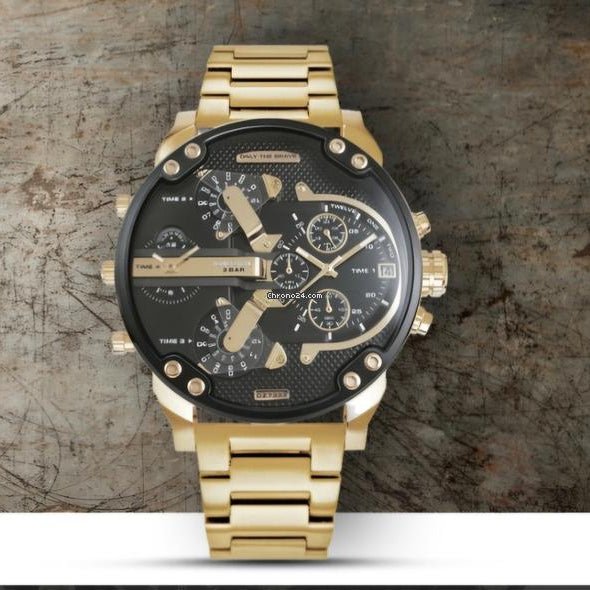 Diesel Mr. Daddy 2.0 Black & Gold Stainless Steel 57mm Men's Watch | DZ7333 | TIME Watches