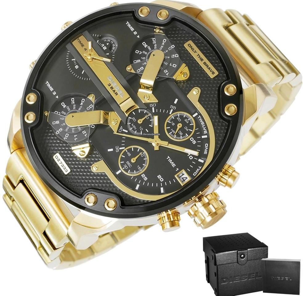 Diesel Mr. Daddy 2.0 Black & Gold Stainless Steel 57mm Men's Watch | DZ7333 | TIME Watches