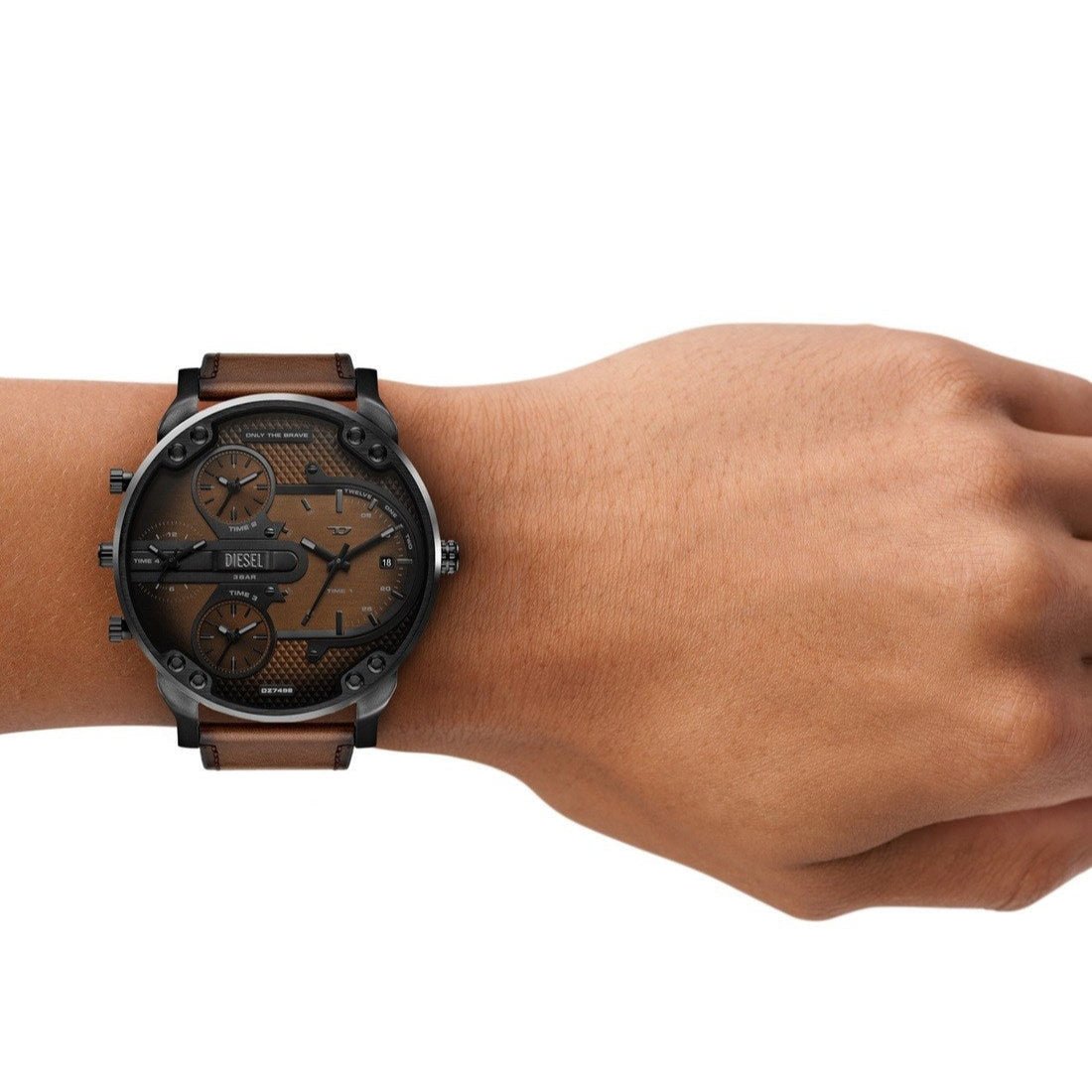 Diesel Mr. Daddy Slim Chronograph Brown Leather Strap Men's Watch | DZ7492 | TIME Watches