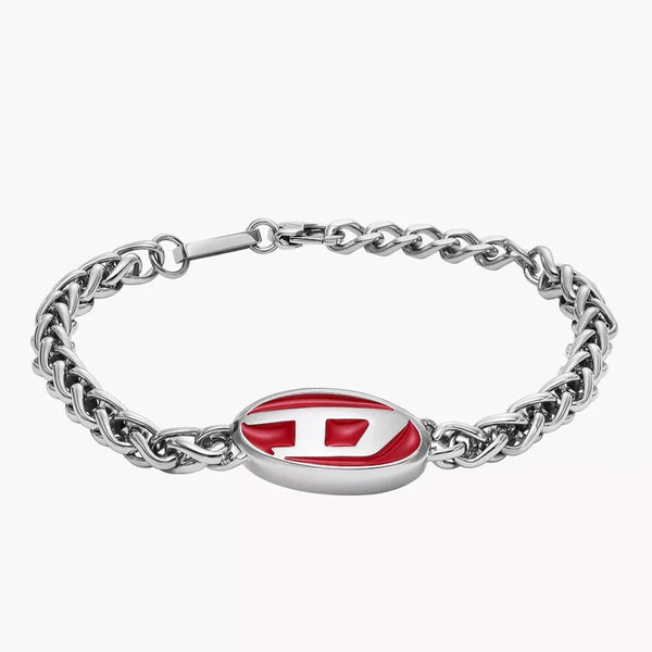 Buy Diesel Red Enamel And Stainless Steel Men's Chain