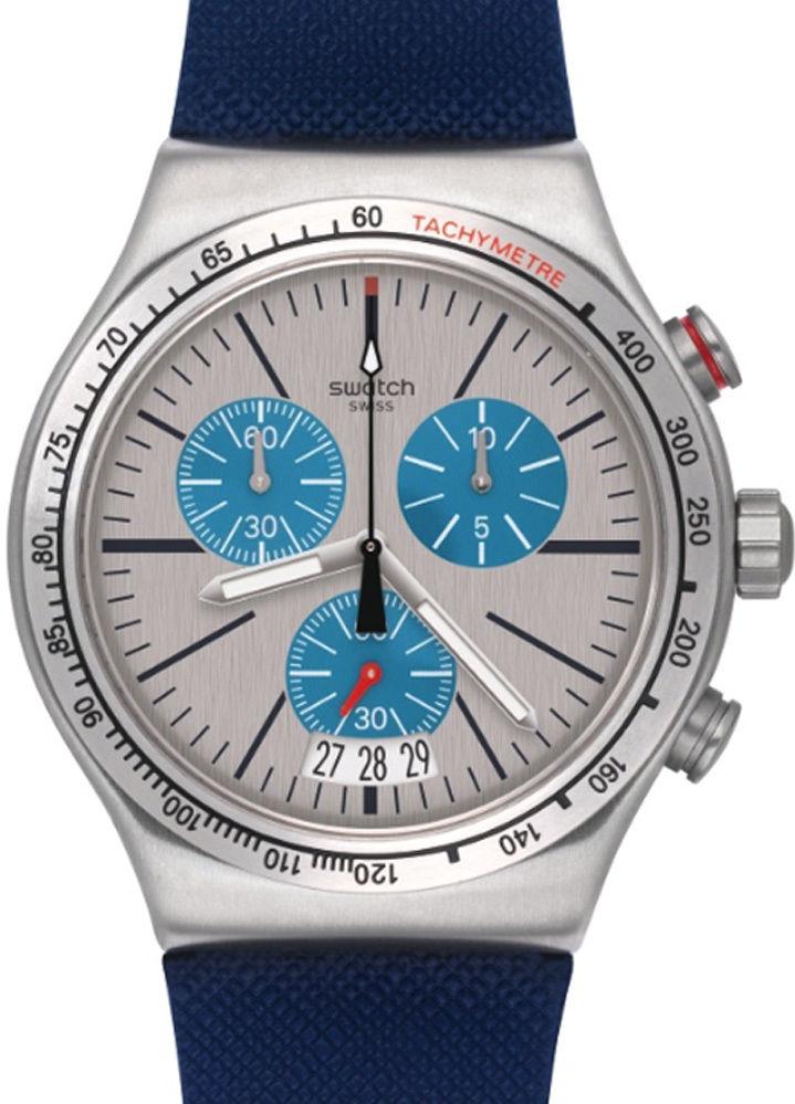 Swatch Blau Me On Silver Chronograph Men's Watch | YVS435