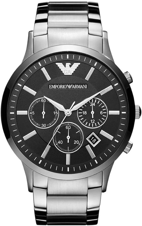 Emporio Armani Chronograph Black Dial and Black Stainless Steel 46mm Men's Watch | AR2460
