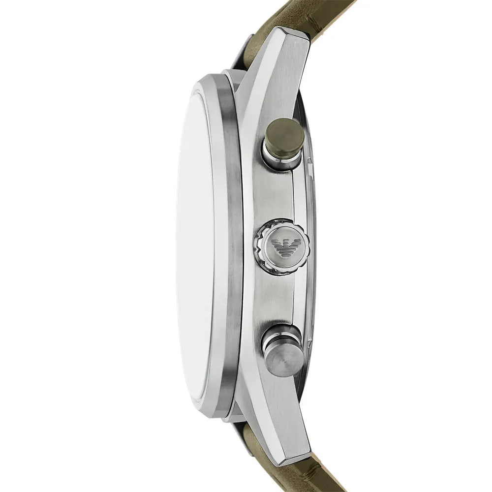 Emporio Armani Racer Chronograph Black Dial Leather Strap Men's Watch | AR11709