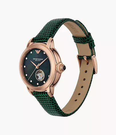 Emporio Armani Automatic Green Dial and Green Leather 34mm Men's Watch | AR60073