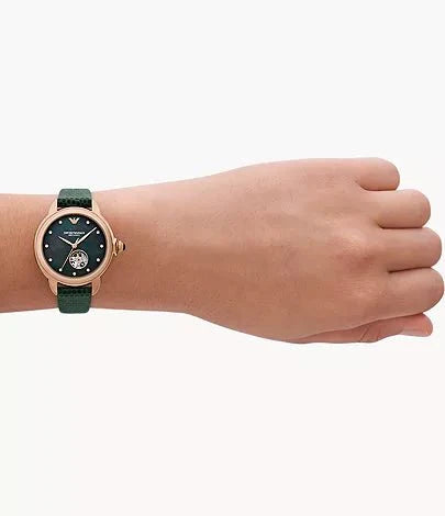 Emporio Armani Automatic Green Dial and Green Leather 34mm Men's Watch | AR60073