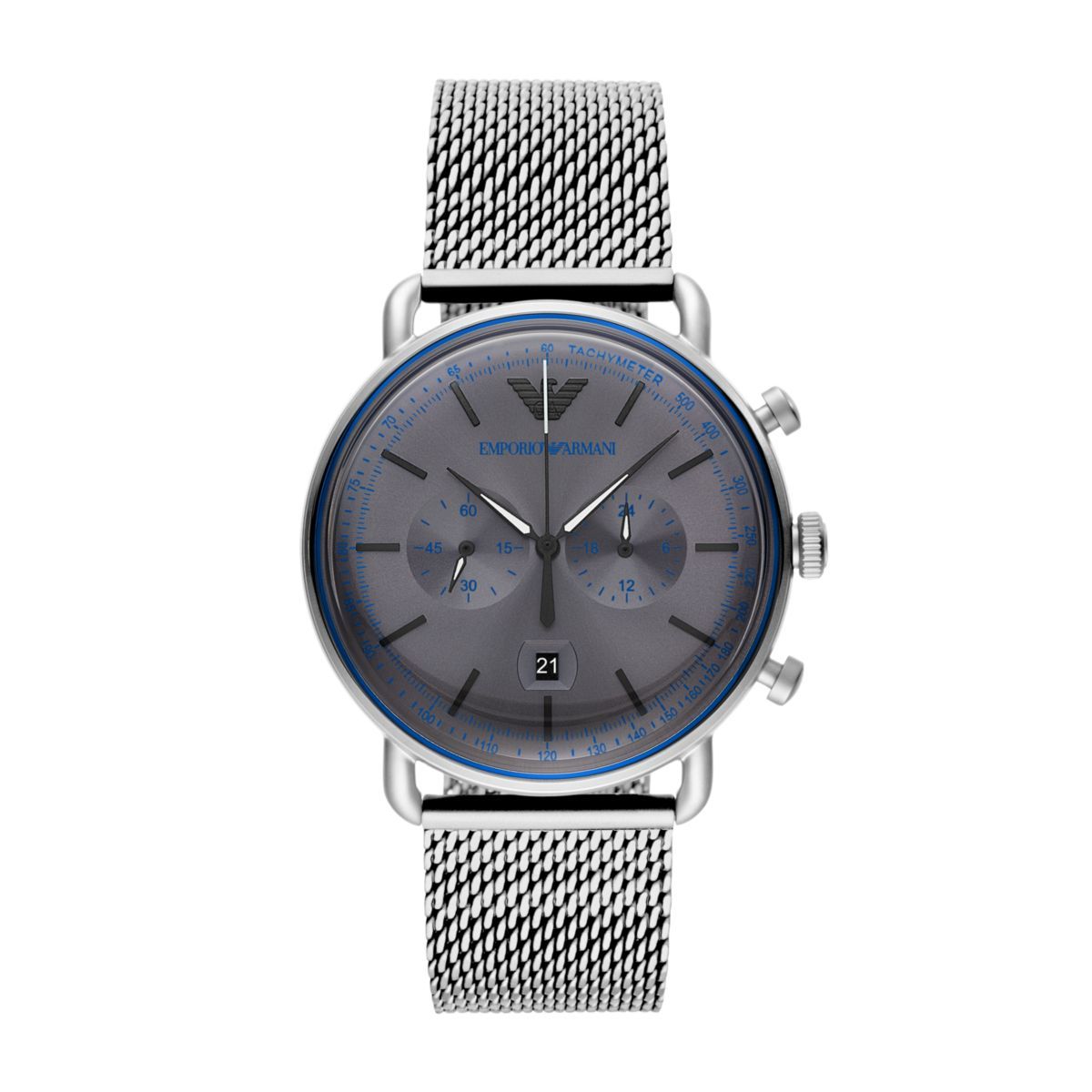 Emporio Armani Aviator Black Dial and Black Leather 44mm Men's Watch | AR11383