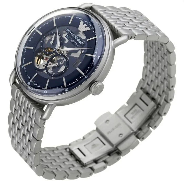 Emporio Armani Aviator Black Dial and Silver Stainless Steel 44mm Men's Watch | AR60024