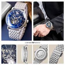 Emporio Armani Aviator Black Dial and Silver Stainless Steel 44mm Men's Watch | AR60024