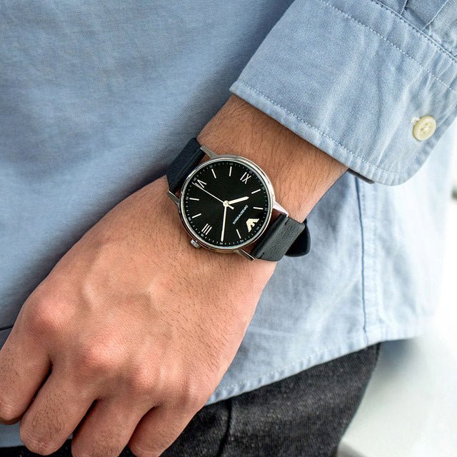 Emporio Armani Classic Black Dial and Black Leather 42mm Men's Watch | AR11013