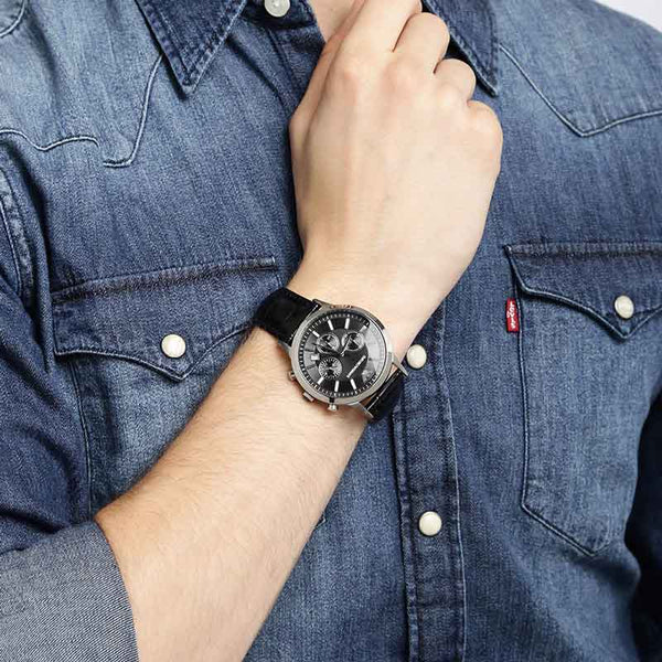 Emporio Armani Chronograph Black Leather Men's Watch | AR2447