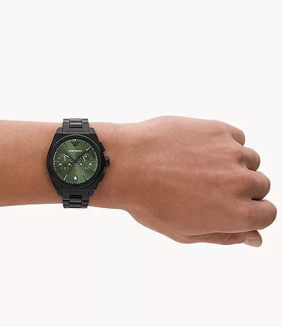 Emporio Armani Chronograph Green Dial and Black Stainless Steel 43mm Men's Watch | AR11562